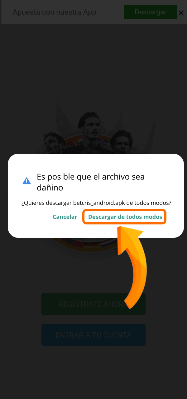 Empieza a instalar la aplicación móvil de Betcris.