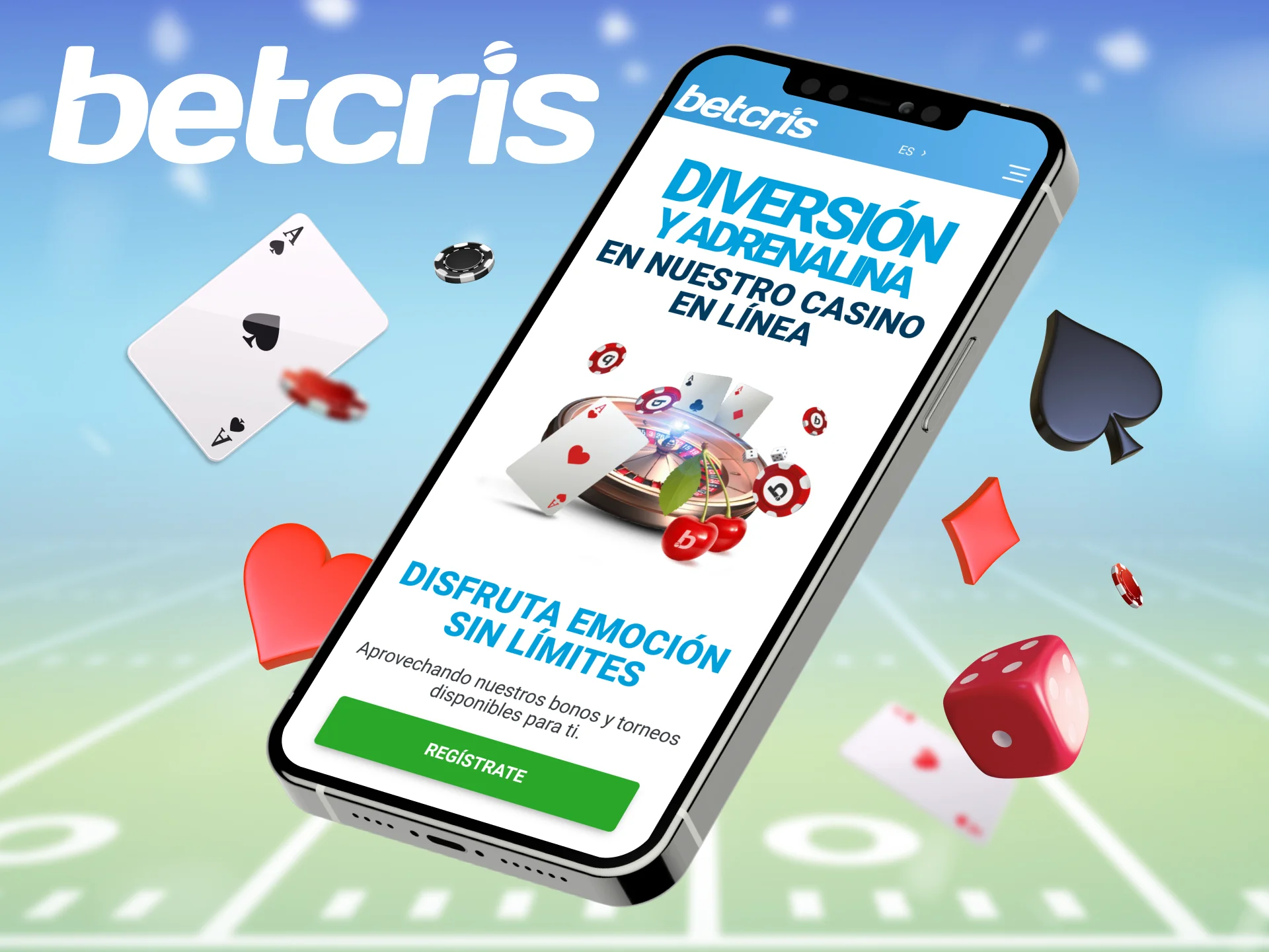 En la aplicación móvil de Betcris puedes reclamar un bono de bienvenida para juegos de casino.