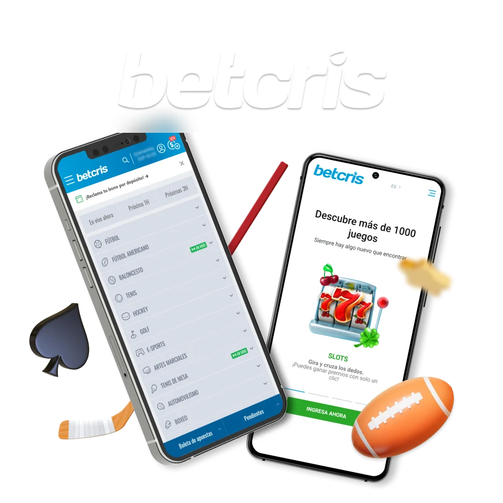 Betcris tiene aplicaciones oficiales disponibles tanto para dispositivos Android como iOS.