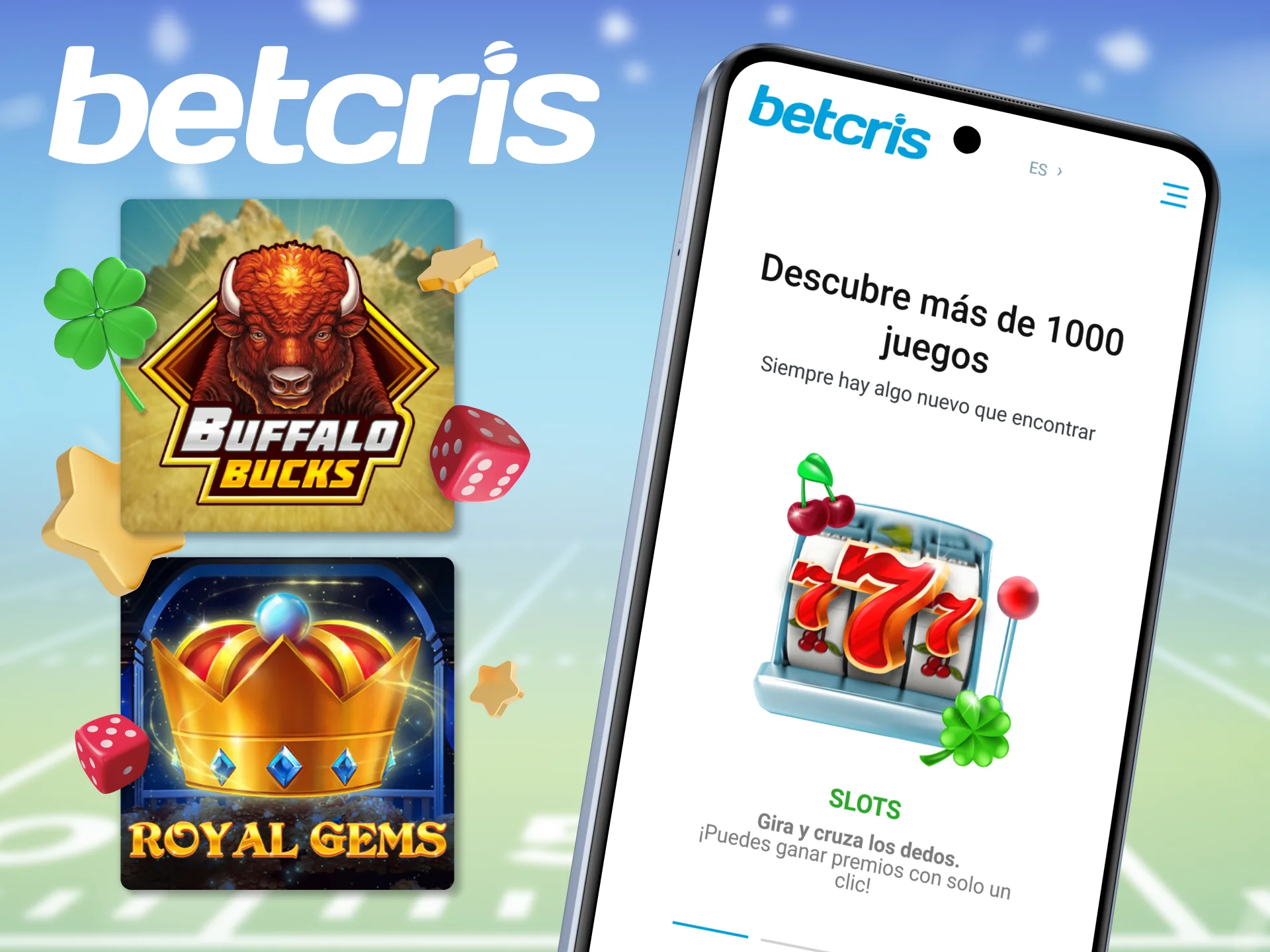 Pruebe su suerte en la sección de juegos de tragaperras del casino Betcris.