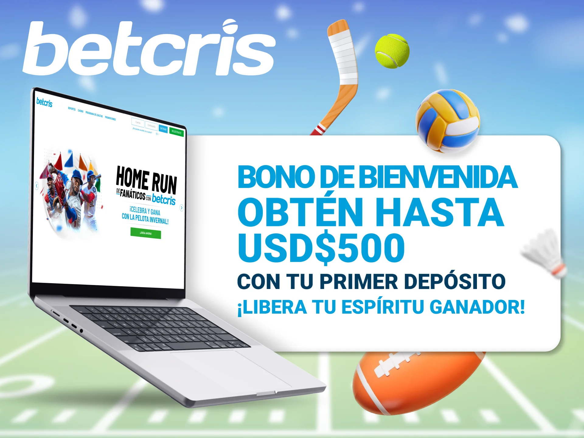 El bono de apuestas deportivas de Betcris es de hasta 500 USD.