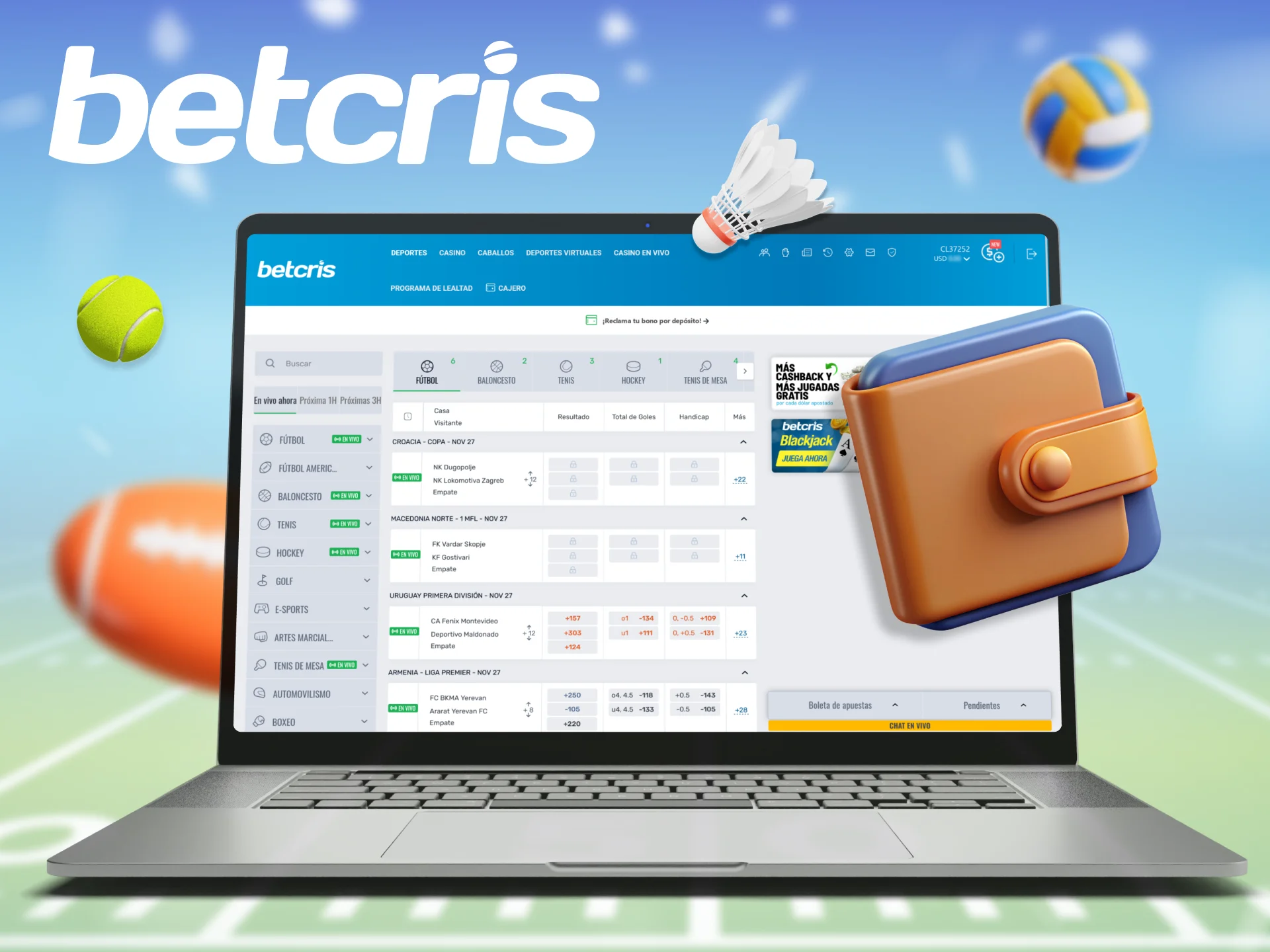 Para realizar apuestas deportivas en Ecuador es necesario ingresar fondos en su cuenta de Betcris.