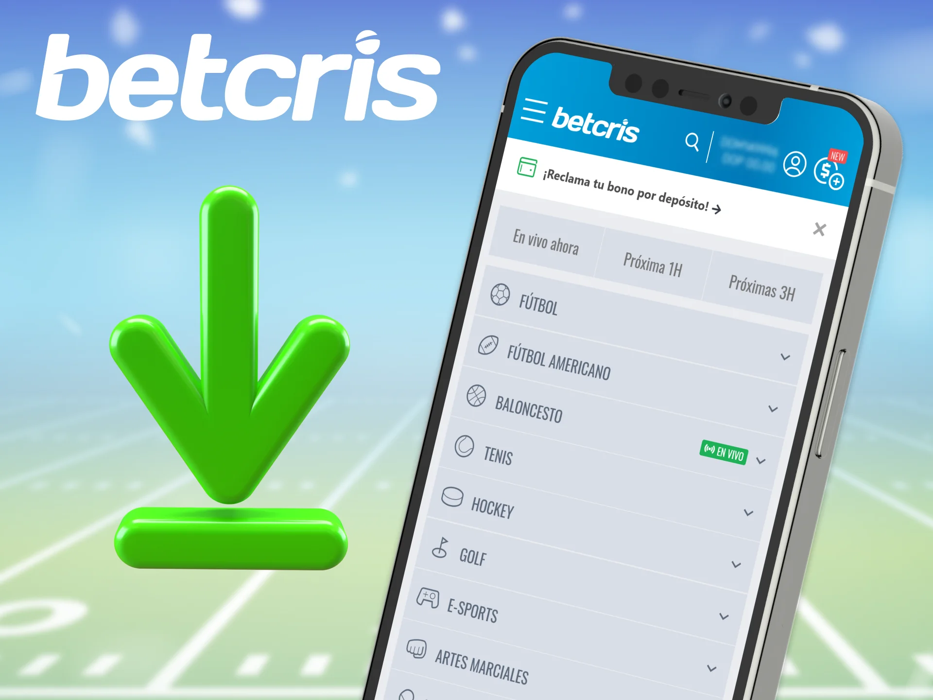Para apostar al deporte desde cualquier lugar y en cualquier momento instale la app Betcris.