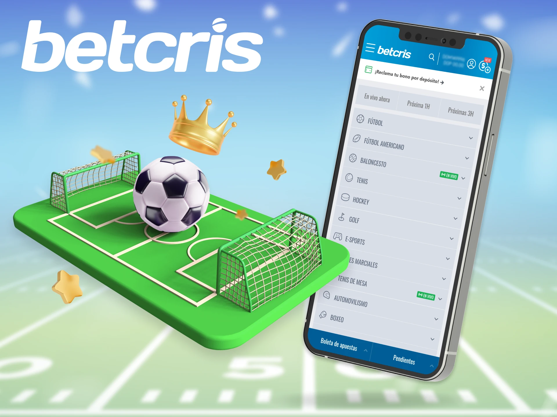 Puedes apostar al fútbol a través de la versión móvil de Betcris.