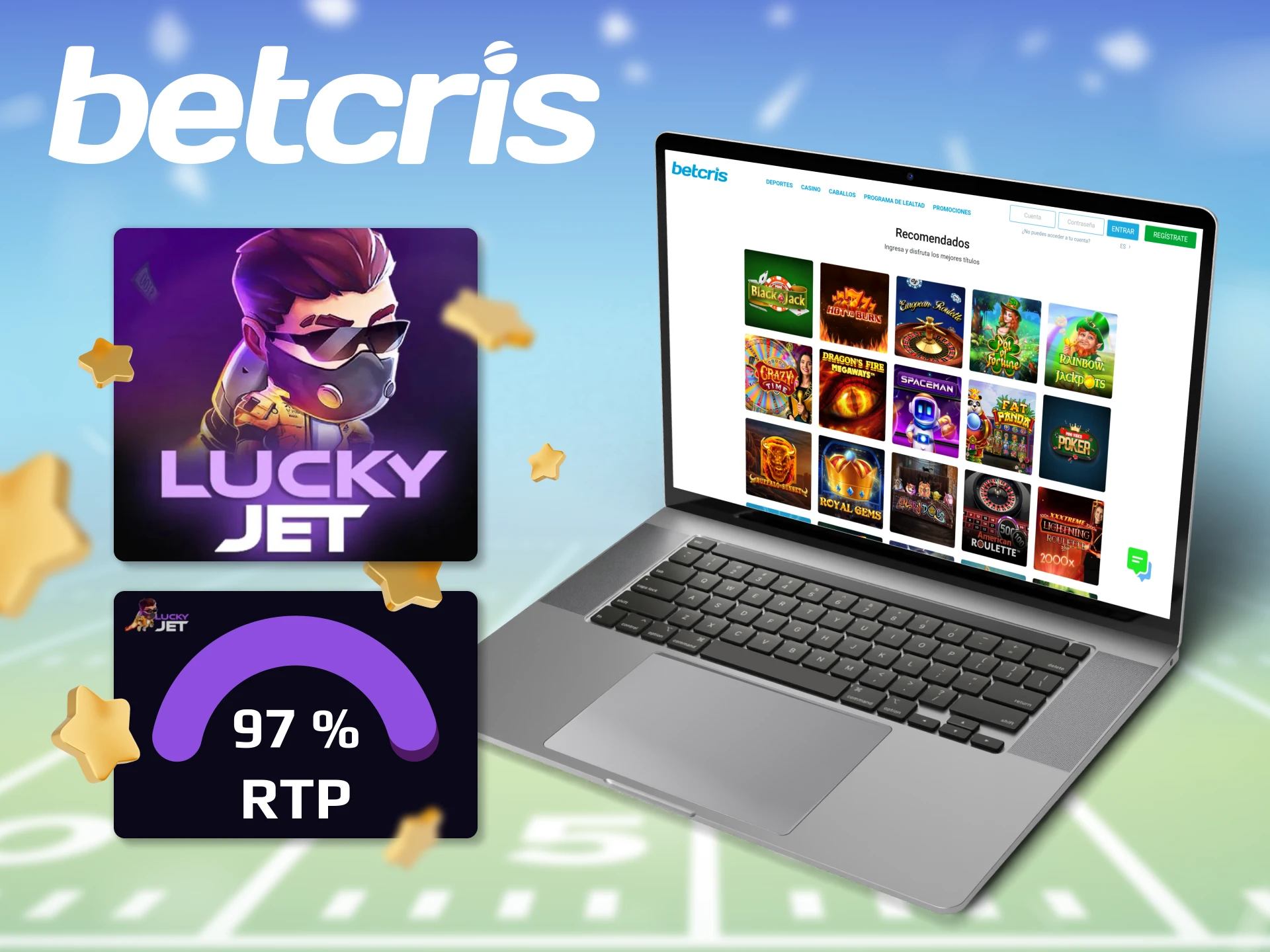 El juego Lucky Jet en la página web de Betcris tiene un alto porcentaje de RTP.