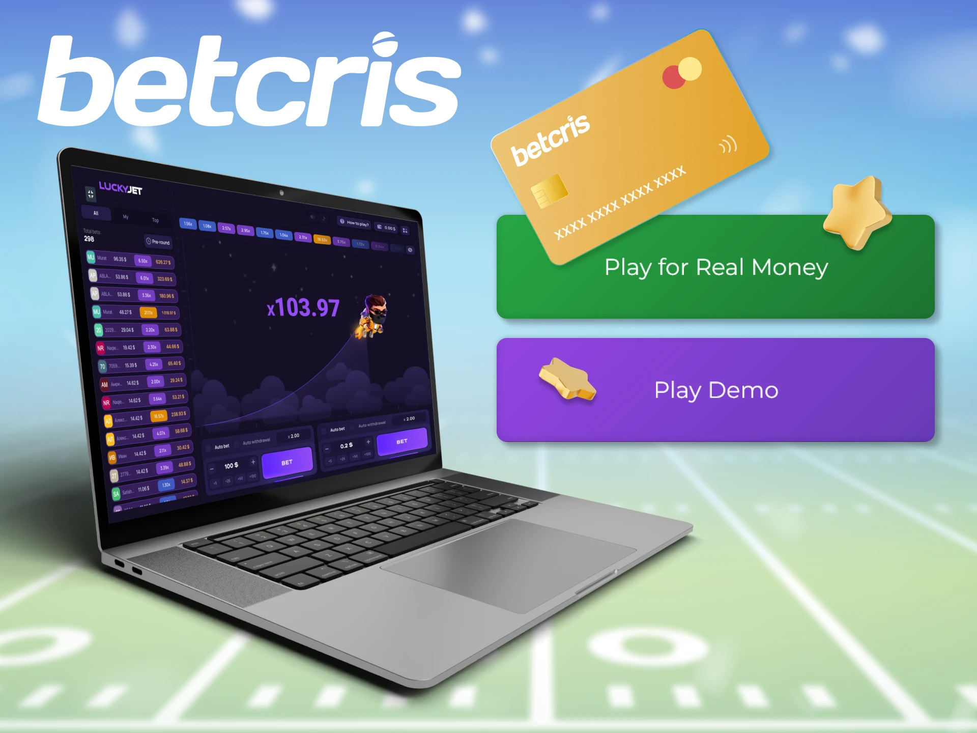 Los clientes de Betcris pueden probar el juego Lucky Jet en modo demo.