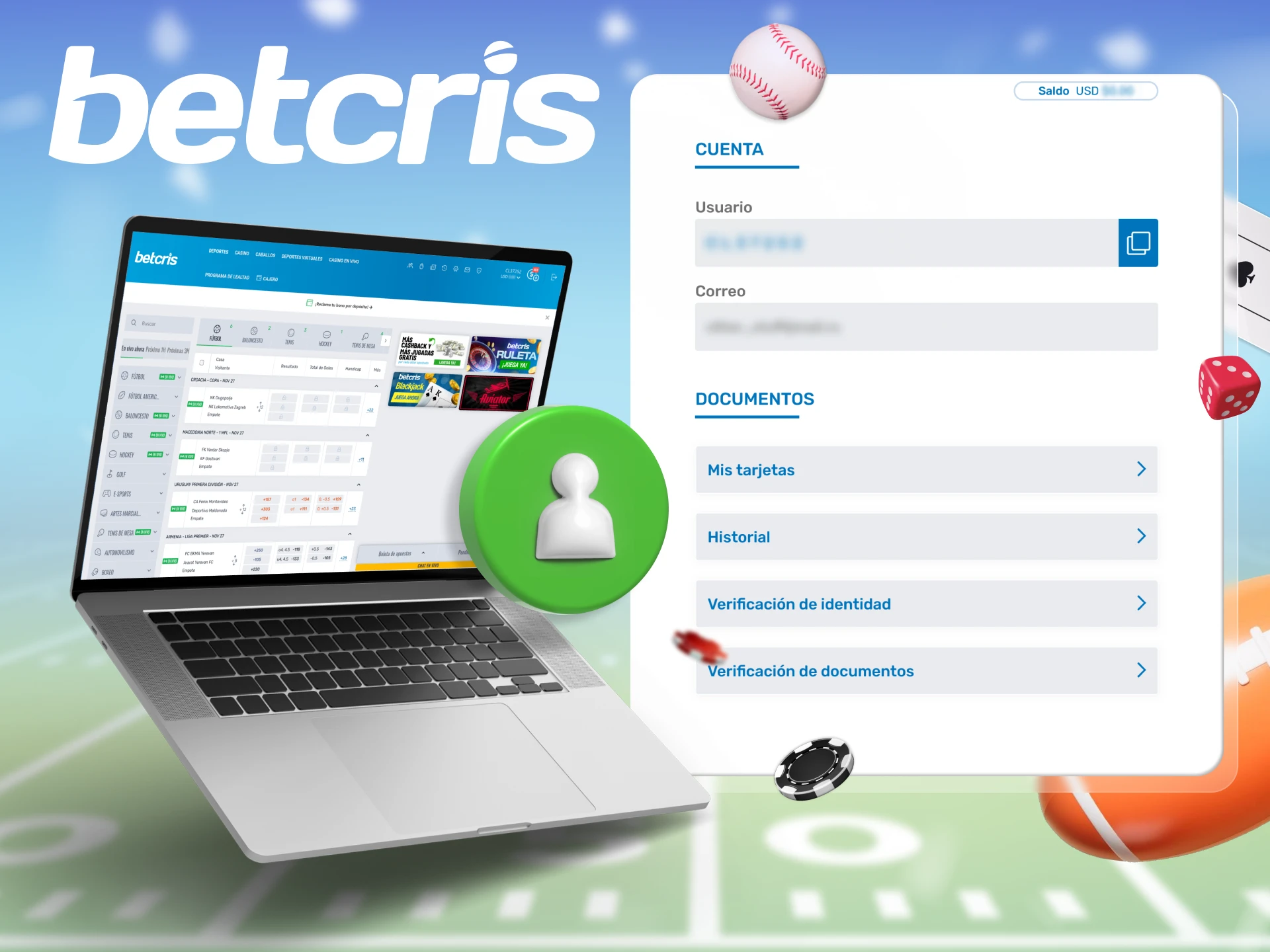 Para retirar ganancias de Betcris los clientes necesitan verificar su cuenta de usuario.