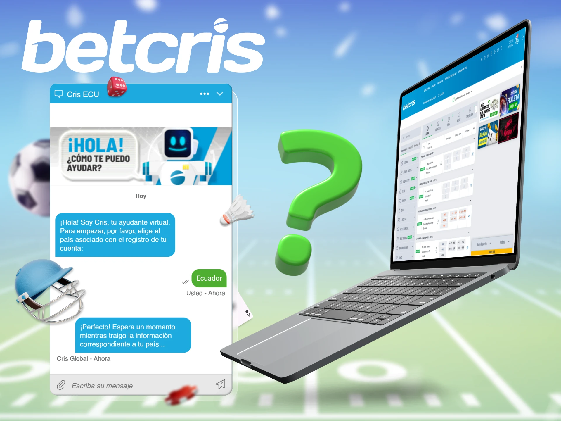 Para la ayuda expresa a los clientes Betcris tiene un chat en línea.